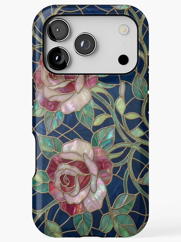 Thumbnail 1 of 4, iPhone Case, Stained Glass Roses designed and sold by patterncrow.