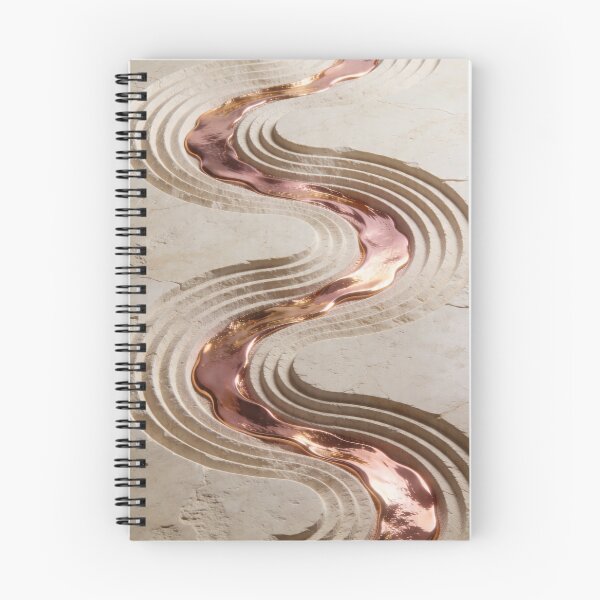 Item preview, Serpentine Zen Sand Flow - Luxury 3D Rose Gold & Travertine Stone Art designed and sold by sana designer.