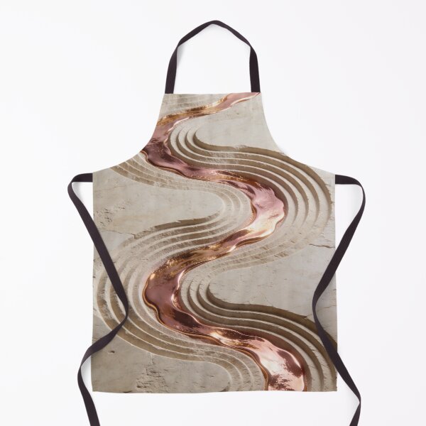 Item preview, Serpentine Zen Sand Flow - Luxury 3D Rose Gold & Travertine Stone Art designed and sold by sana designer.
