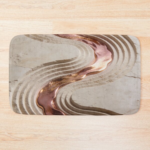 Item preview, Serpentine Zen Sand Flow - Luxury 3D Rose Gold & Travertine Stone Art designed and sold by sana designer.