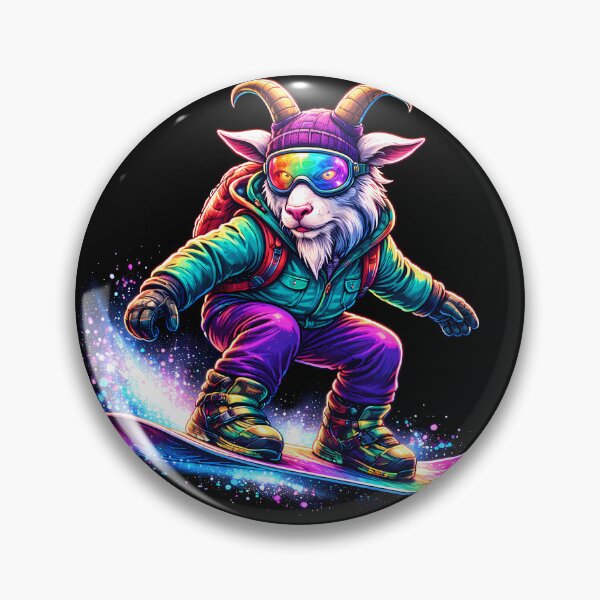 Item preview, Neon Snowboard Goat Winter Sports Animal designed and sold by AuraloomAtelier.