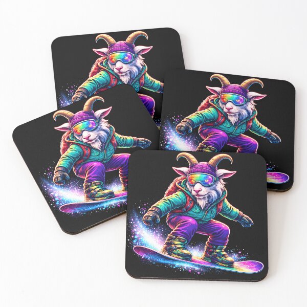 Item preview, Neon Snowboard Goat Winter Sports Animal designed and sold by AuraloomAtelier.