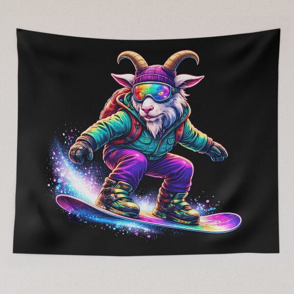 Item preview, Neon Snowboard Goat Winter Sports Animal designed and sold by AuraloomAtelier.