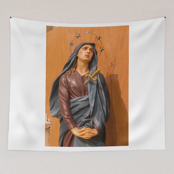 Item preview, Statue Of Our Lady Of Sorrows With Halo Of Stars And Sword In Church Interior designed and sold by Nmallia.