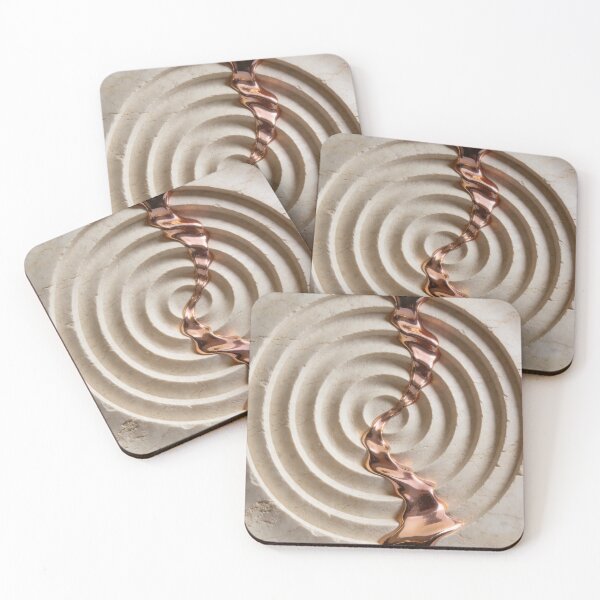 Item preview, Vortex Zen Sand Flow - Luxury 3D Rose Gold & Travertine Stone Art designed and sold by sana designer.