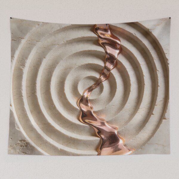 Item preview, Vortex Zen Sand Flow - Luxury 3D Rose Gold & Travertine Stone Art designed and sold by sana designer.