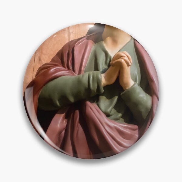 Item preview, Painted Statue Of Praying Virgin Mary With Halo Expressing Devotion And Sorrow In Church designed and sold by Nmallia.