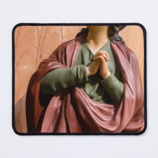 Item preview, Painted Statue Of Praying Virgin Mary With Halo Expressing Devotion And Sorrow In Church designed and sold by Nmallia.
