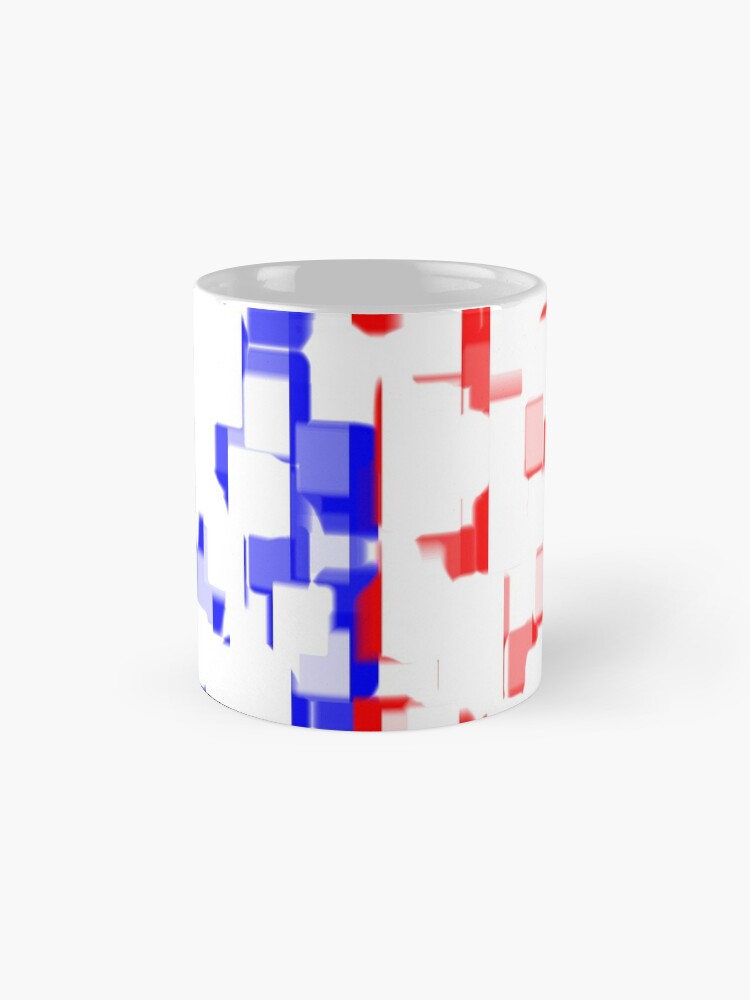 Thumbnail 4 of 6, Coffee Mug, Red, blue, and white broken rectangles designed and sold by Momentumist.