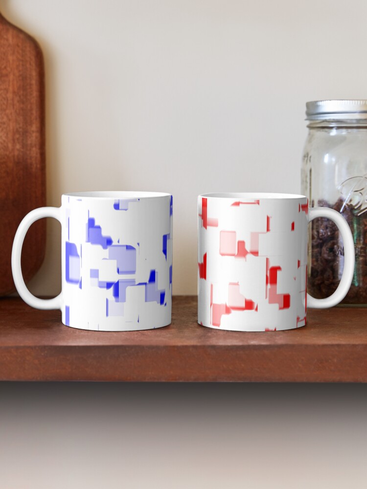 Thumbnail 2 of 6, Coffee Mug, Red, blue, and white broken rectangles designed and sold by Momentumist.