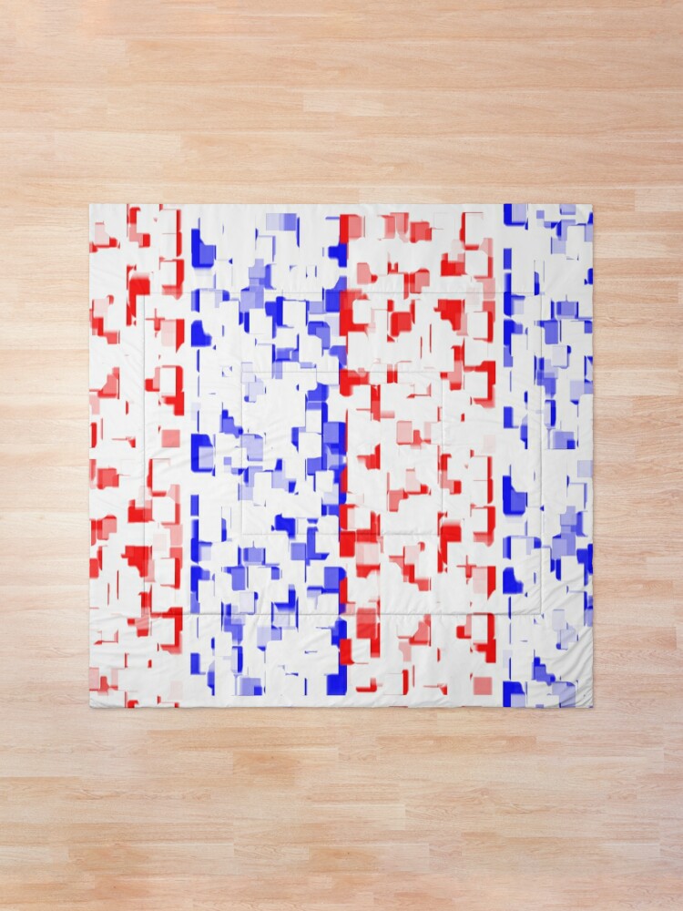 Comforter, Red, blue, and white broken rectangles designed and sold by Momentumist