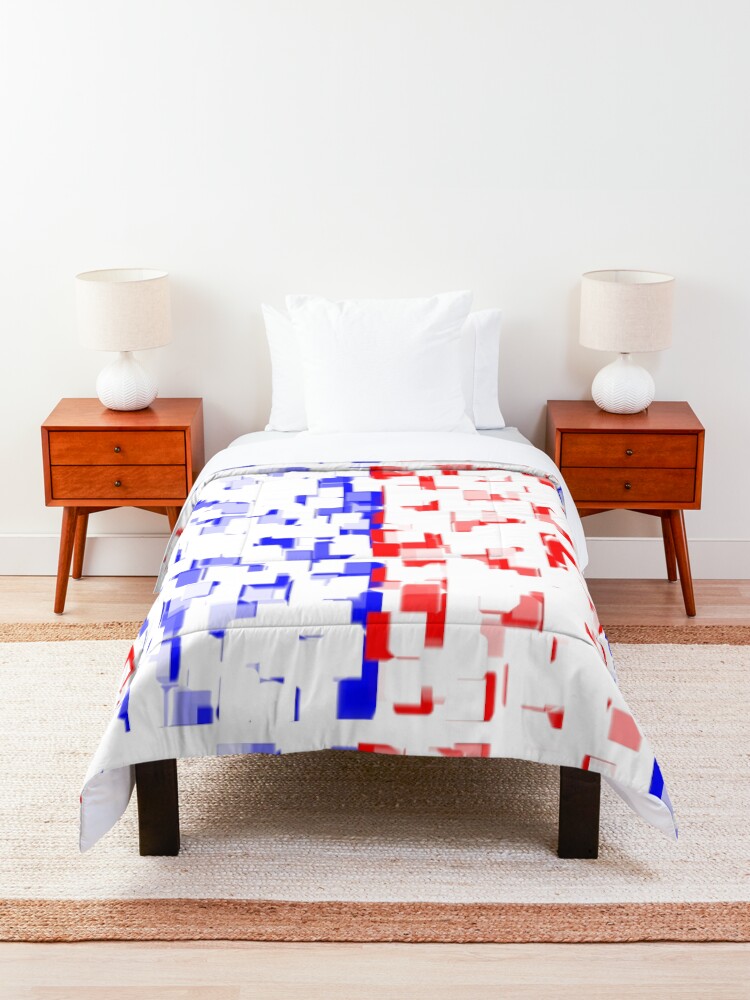 Thumbnail 3 of 6, Comforter, Red, blue, and white broken rectangles designed and sold by Momentumist.
