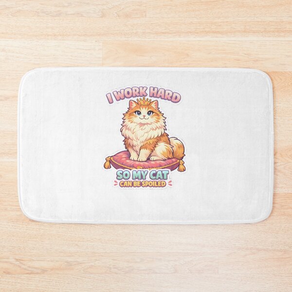 Item preview, I Work Hard So My Cat Can Be Spoiled – Cute Fluffy Cat Sticker designed and sold by Bettybee00.