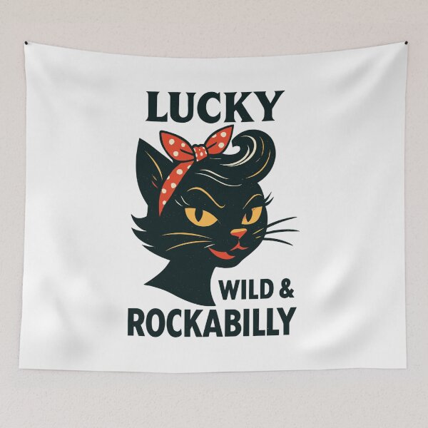 Item preview, Lucky, Wild & Rockabilly: Black Retro Cat designed and sold by Pineapple-Tree.
