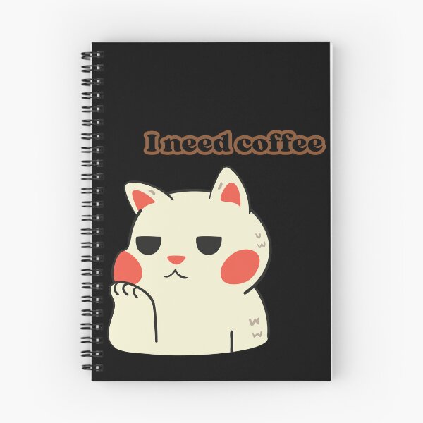 Item preview, Kawaii-style cat with the phrase "I need coffee" designed and sold by geekmania48.