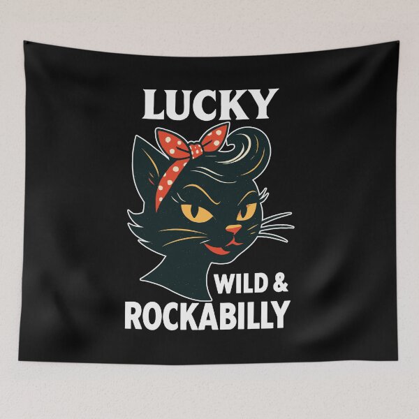 Item preview, Lucky, Wild & Rockabilly: Black Retro Cat designed and sold by Pineapple-Tree.