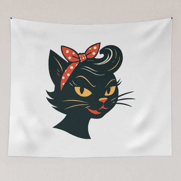 Item preview, Black cat in 1950s retro style designed and sold by Pineapple-Tree.