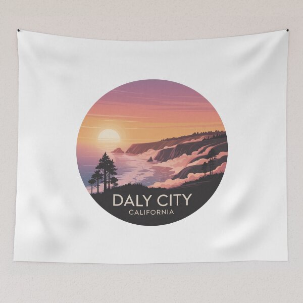 Item preview, Daly City California: Sunset Cliffs - Coastal Pines Circular Illustration designed and sold by CircinusStore.