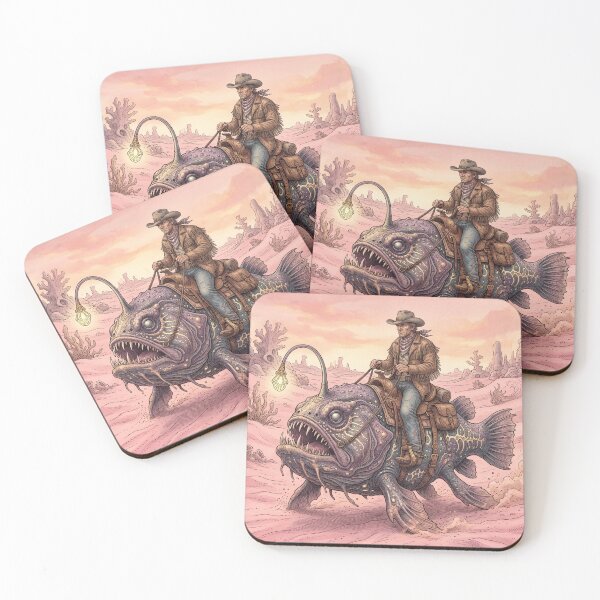 Item preview, Surreal Cowboy Riding Anglerfish Pink Desert designed and sold by ryanguas.