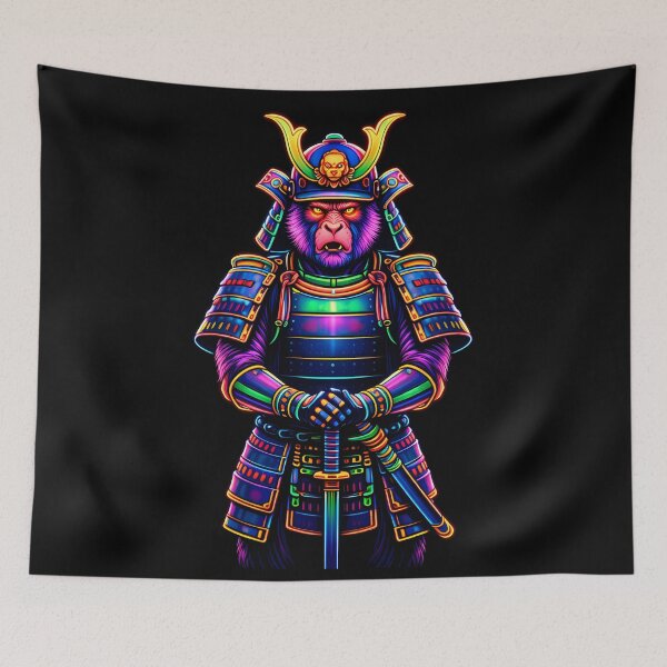 Item preview, Neon Samurai Monkey Cyberpunk Animal designed and sold by AuraloomAtelier.