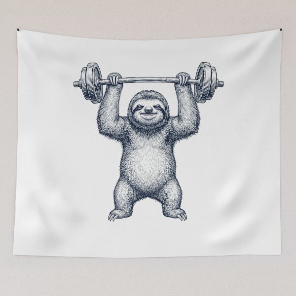 Artikelvorschau, Vintage Faultier Gewichtheben Kreuzheben Fitnessstudio Tierliebhaber entworfen und verkauft von DoodleTortle.
