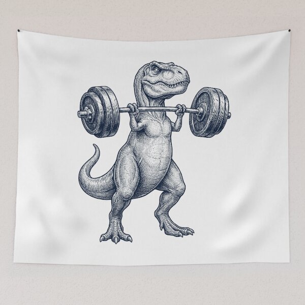 Item preview, Vintage T Rex Dinosaur Weightlifting Deadlift Gym Animal Lover designed and sold by DoodleTortle.