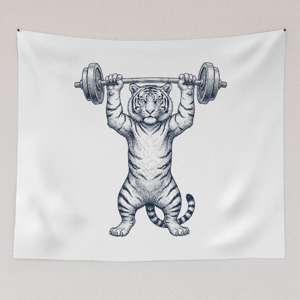 Item preview, Vintage Tiger Weightlifting Deadlift Gym Animal Lover designed and sold by DoodleTortle.