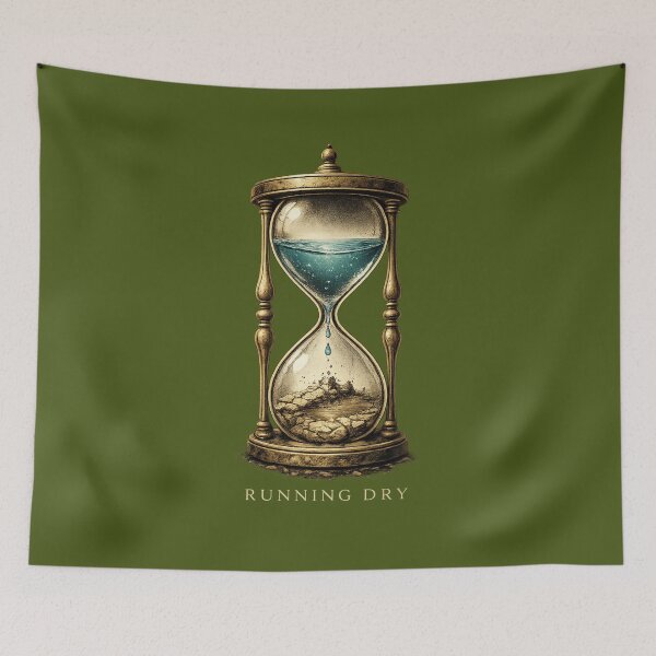 Item preview, Running Dry Water Scarcity Climate Change Environmental Awareness Drought Hourglass Design designed and sold by OrbitOfMind.
