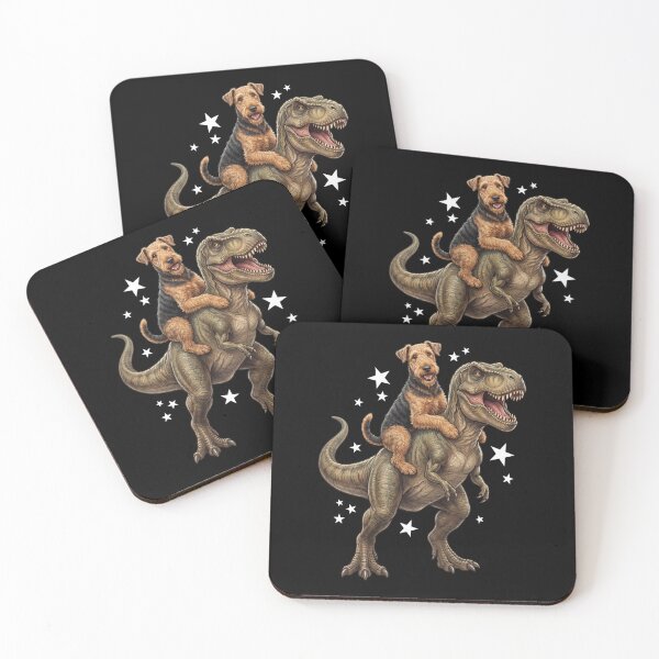 Item preview, Funny Airedale Terrier Riding T Rex Dinosaur Dog Lover designed and sold by TerryConnells.
