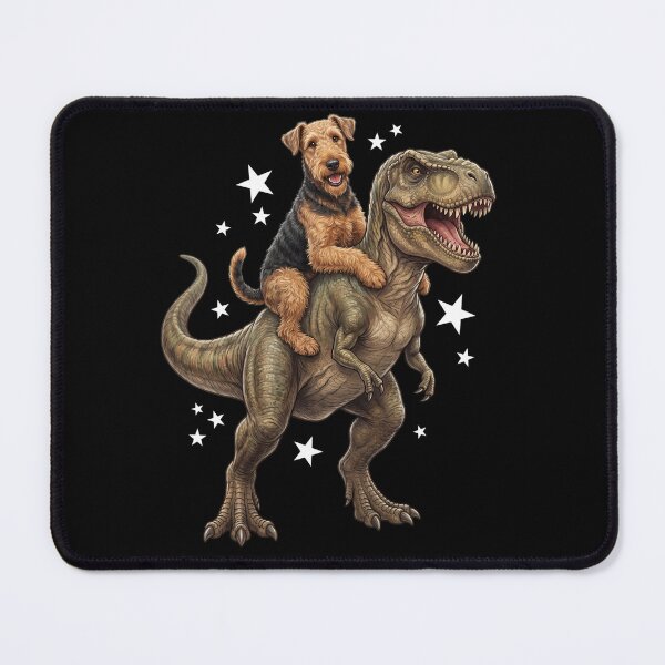Item preview, Funny Airedale Terrier Riding T Rex Dinosaur Dog Lover designed and sold by TerryConnells.