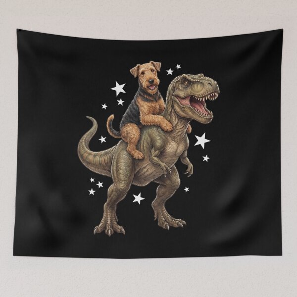 Item preview, Funny Airedale Terrier Riding T Rex Dinosaur Dog Lover designed and sold by TerryConnells.