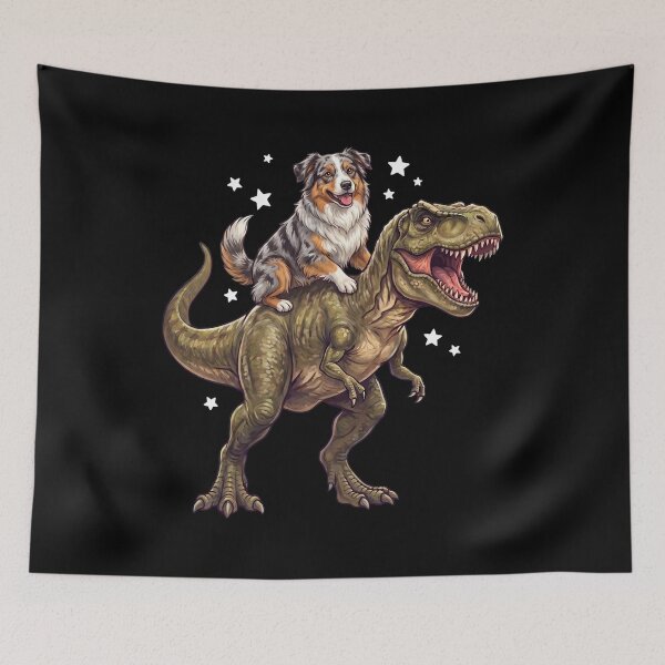 Item preview, Funny Australian Shepherd Riding T Rex Dinosaur Dog Lover designed and sold by TerryConnells.