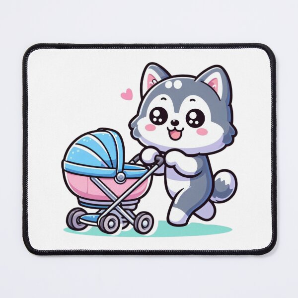 Item preview, Cute Husky Dad Pushing Baby Stroller Kawaii Dog Sticker designed and sold by carestazafeli.
