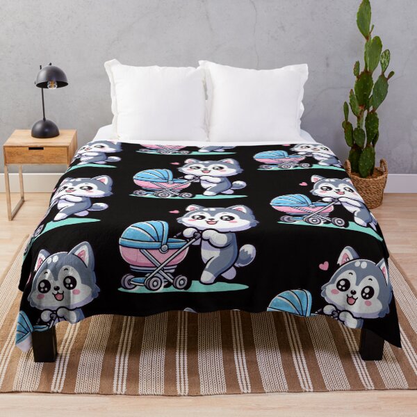 Item preview, Cute Husky Dad Pushing Baby Stroller Kawaii Dog Sticker designed and sold by carestazafeli.