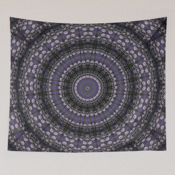 Item preview, Dark Gothic Skull Mandala – Psychedelic Symmetry Art, Occult Wall Decor, Purple Kaleidoscope Pattern designed and sold by cr6zym1nd.