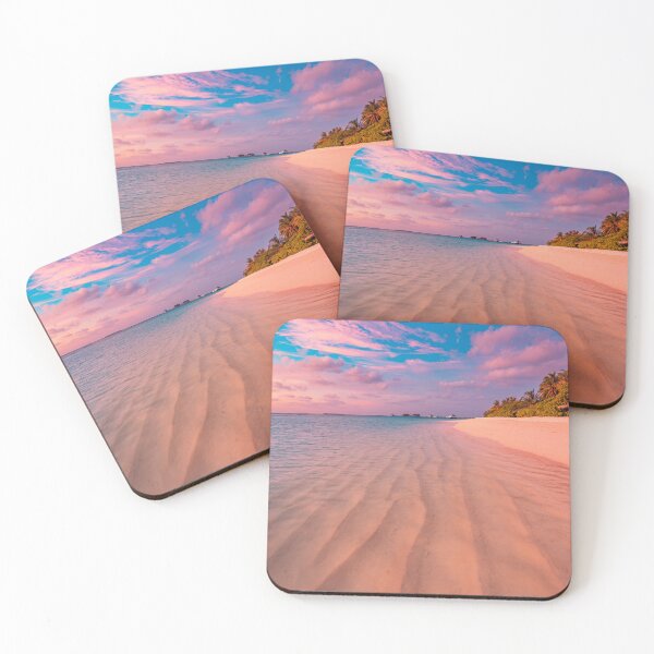 Item preview, Dreamy Maldives Beach Sunset Pink Sky Water Villas designed and sold by icemanphotos.