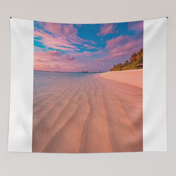 Item preview, Dreamy Maldives Beach Sunset Pink Sky Water Villas designed and sold by icemanphotos.