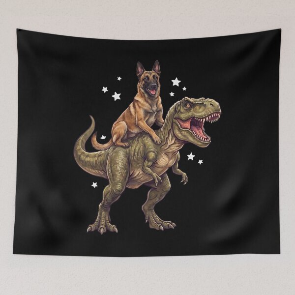 Item preview, Funny Belgian Malinois Riding T Rex Dinosaur Dog Lover designed and sold by TerryConnells.