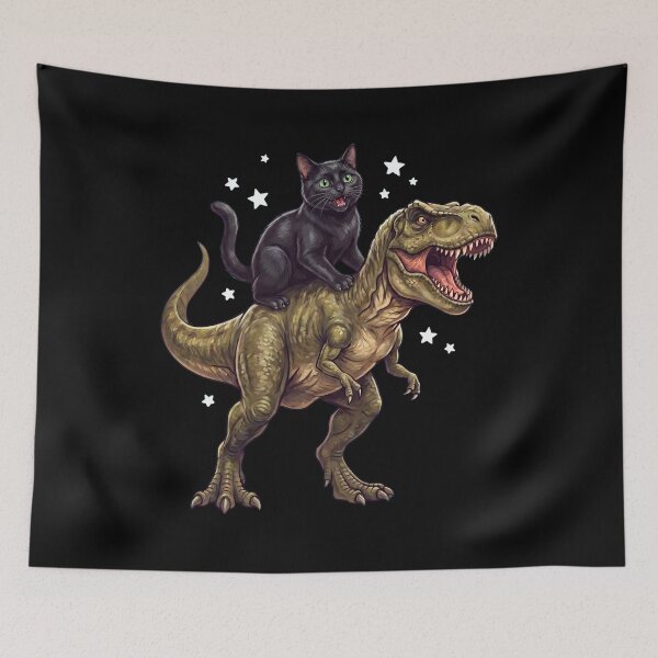 Item preview, Funny Black Cat Riding T Rex Dinosaur Animal Lover designed and sold by TerryConnells.