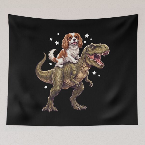 Item preview, Funny Cavalier King Charles Spaniel Riding T Rex Dinosaur Dog Lover designed and sold by TerryConnells.