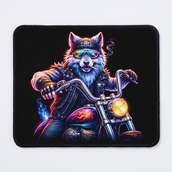 Item preview, Neon Biker Wolf Cyberpunk Animal designed and sold by AuraloomAtelier.