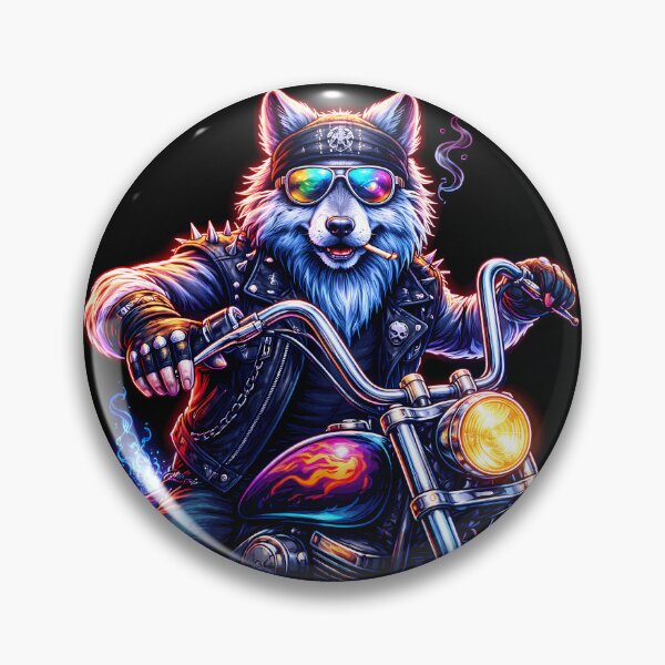 Item preview, Neon Biker Wolf Cyberpunk Animal designed and sold by AuraloomAtelier.