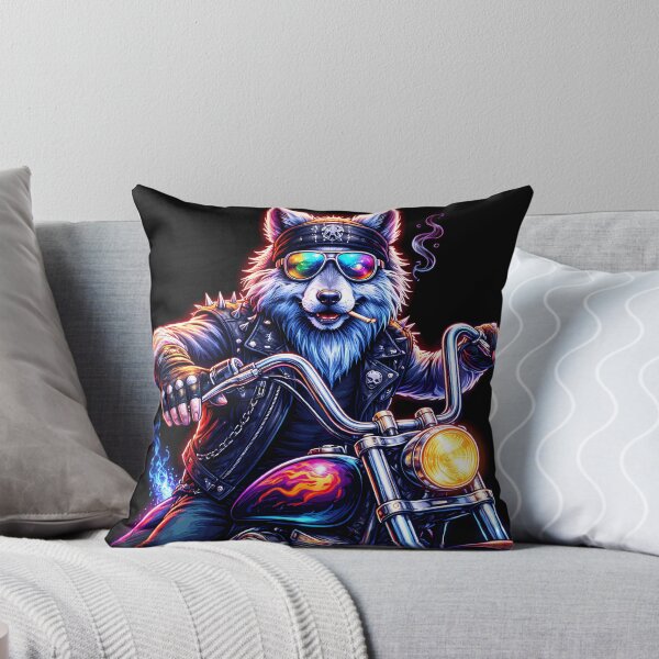 Item preview, Neon Biker Wolf Cyberpunk Animal designed and sold by AuraloomAtelier.