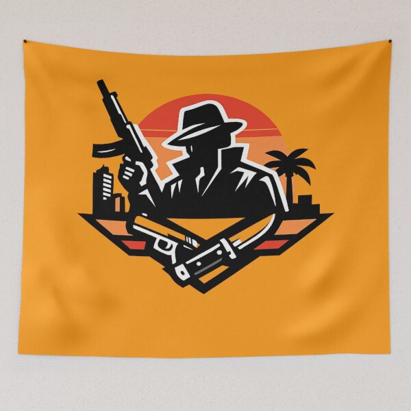 Item preview, Urban gangster silhouette with crossed weapons designed and sold by AndreBarnard.