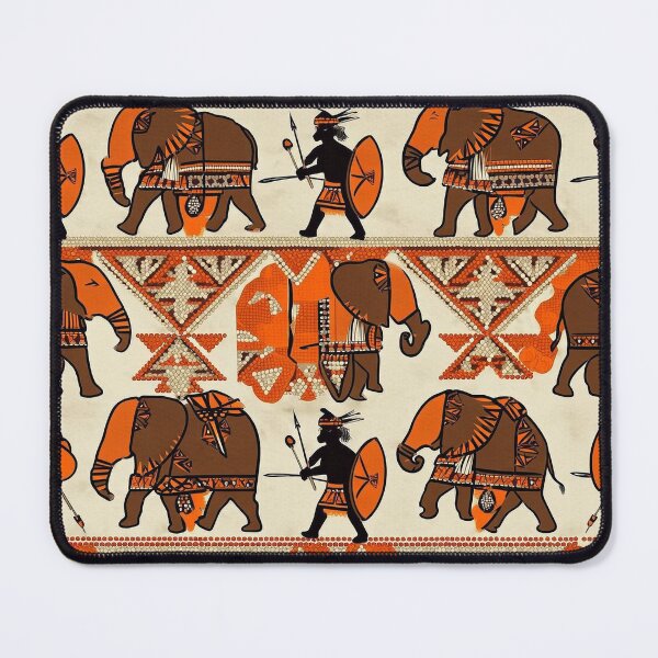Item preview, Zulu Warriors & Elephants Tribal Pattern designed and sold by mittie101.