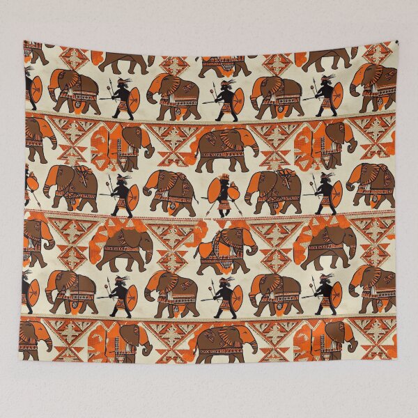 Item preview, Zulu Warriors & Elephants Tribal Pattern designed and sold by mittie101.