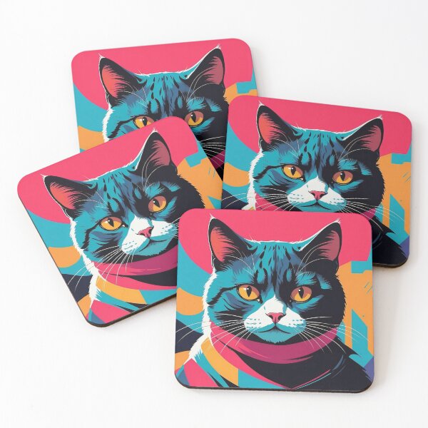 Item preview, Neon Geometric Cat Portrait – Vibrant Abstract Pop Art Kitty designed and sold by KiraChie.