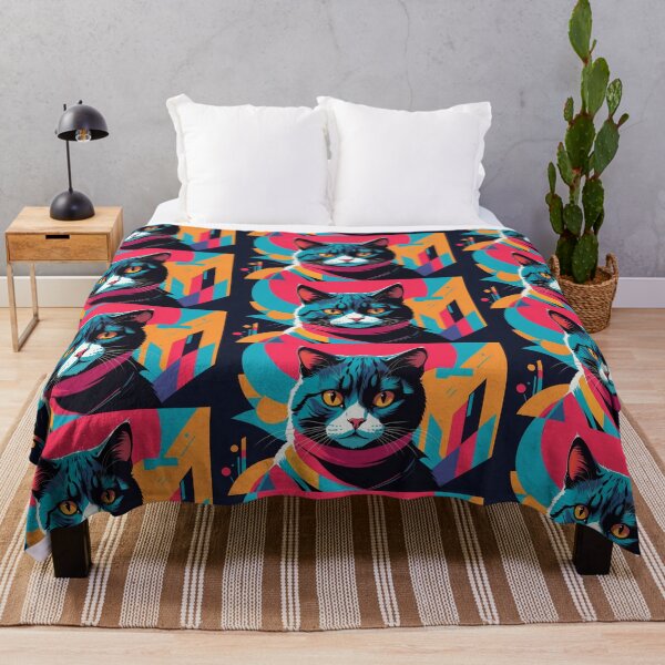 Item preview, Neon Geometric Cat Portrait – Vibrant Abstract Pop Art Kitty designed and sold by KiraChie.