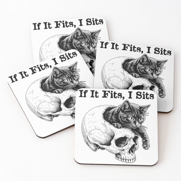 Item preview, If It Fits I Sits Funny Cat On Skull Gothic Dark Aesthetic designed and sold by LakenDraphil.