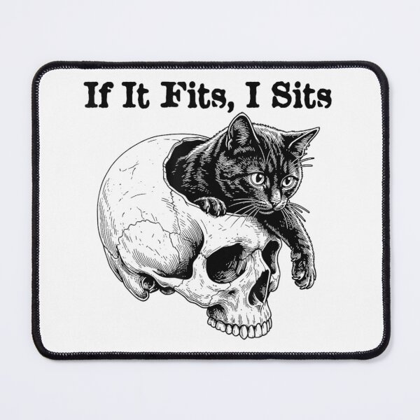 Item preview, If It Fits I Sits Funny Cat On Skull Gothic Dark Aesthetic designed and sold by LakenDraphil.